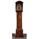 William Newman, London A mahogany longcase clock, arched top with a fretted frieze,