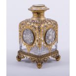 A French Palais-Royal style gilt metal mounted glass scent bottle,