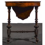 A Victorian figured walnut and marquetry work table,