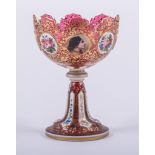A Victorian ruby tinted and overlaid glass comport,