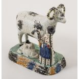 A Prattware, ram and shepherdess group, Yorkshire 1800-1820,