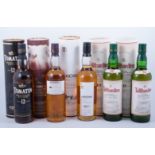 Five bottles of Highland Single Malt Whiskies: two TULLIBARDINE, 10 years old, 70cl, 40% vol.