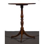 A George III mahogany pedestal table, circular top with a moulded edge,