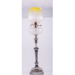 A Victorian electroplated oil lamp, by Hawkesworth Eyre & Co.