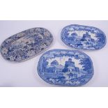 Two Staffordshire blue transfer ware dishes, Ponte Salero, Copeland and Garratt, circa 1840,