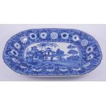 A pair of Staffordshire blue transfer printed oval plates, Monopeteros, John Rogers,
