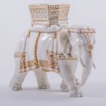 A Hadley Worcester porcelain elephant vase, late 19th century,