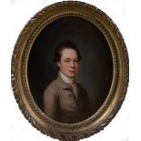 Follower of John Opie Portrait of a young gentleman, head and shoulders length, oval,