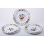 A set of six Spode bone china botanical dessert plates, early 19th century,