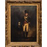 S Drummond George Arnold in uniform, full length oil on panel (split) 60cm x 43cm.