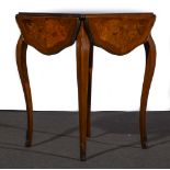 A French Third Republic kingwood rosewood and marquetry drop leaf table centre table,