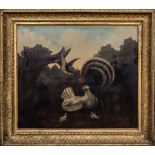 Follower of Marmaduke Craddock Pheasant Hen, Turkey, and other birds in a landscape,