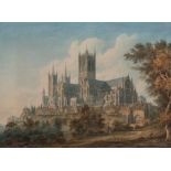 John Buckler Lincoln Cathedral, signed and dated 1800, watercolour, 44cm x 58cm.