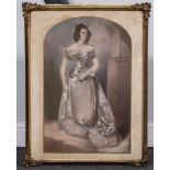 Victorian School A young lady probably Charlotte Arnold, full length watercolour with pastel,