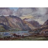 Stirling Gillespie Glencoe, Loch Achtriachtar, and Aonach Ridge, signed, watercolour, 38 x 55cm.