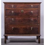 A joined oak chest of drawers, late 18th century, rectangular top,