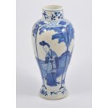 Chinese blue and white baluster shape vase, painted with figures on a terrace, four character mark,