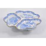 Worcester tri-form dish, blue and white willow pattern, printed and impressed marks, 31cms.