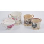 Victorian bone china commemorative cup and saucers,