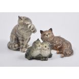 Three Beswick Cats ,a 'Swiss Roll' cat number 1877, kittens 1316 and another 1876.