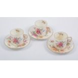 Six Royal Crown Derby 'Posies' pattern coffee cans and saucers.