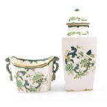 Masons 'Chartreuse' Canton covered vase, 36cm, boxed, together with other Masons Chartreuse,
