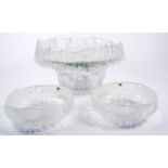 Finnish design large punch bowl and other with matching dessert bowls,