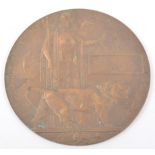 A WWI Bronze Death plaque, named - Harry Firth, Woolwich Arsenal stamp, 12cm.