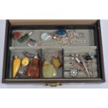 A jewel box of shell jewellery to include necklaces, pendants, bracelets, bangles and a ring,