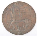 A WWI Bronze Death plaque, named - James Edward Mason, 12cm.