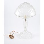 Cut glass mushroom table lamp, Waterford style, 50cm.