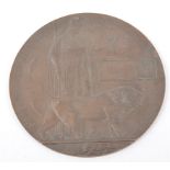 A WWI Bronze Death plaque, named - George A Gee, 12cm.