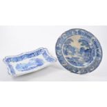 Transfer ware dish,' Villager' pattern by Turner, 28cm,