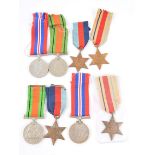 Medals; two WWII groups of four, each including British War Medal 1939-45, Defence Medal,