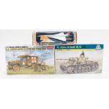Collection of diecast model toys and model kits; Italeri Pz Kpfw.