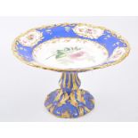 English china dessert service, blue and gilt borders, handpainted with flowers,
