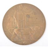 A WWI Bronze Death plaque, named - Albert Hillier, Woolwich Arsenal stamp, 12cm.