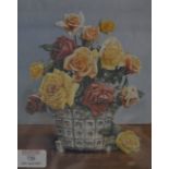 G.A. Lejeune, Still Life of Roses, gouache on board, 22cm x 18cm.