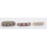 9ct gold sapphire and diamond eternity ring,and two other dress rings,