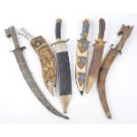 Eastern carved dagger, and other continental knives.