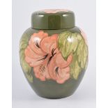 Walter Moorcroft, Hibiscus ginger jar, 21cm.