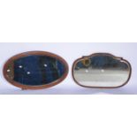 Mahogany framed oval bevelled mirror, 87cm x 63cm, a mahogany wall mirror and a walnut mirror,