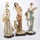 Three Capodimonte Armani figures, height 50cm.