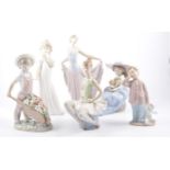Lladro figure, boy with a flower barrow, 25cm, 1283, a girl with a bouquet, 5862, girl dancer, 5050,