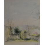 Van Hille, watercolour, Gate and Garden scene, 50 x 40cm.