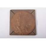 World War I bronze death penny plaque, named for John William Wilkins, 12cm diameter,