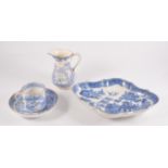 Collection of blue and white transfer printed Staffordshire wares,