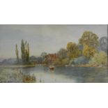 A Coleman, River Landscape, signed, watercolour, 38 x 20cm.