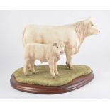 Border Fine Arts, Charolais Cow and Calf, No 707/750, with certificate, height 24cm.