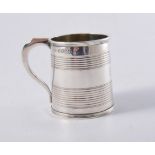 William IV silver mug, London 1837, reeded bands, later engraved SGB, 6.5cm.